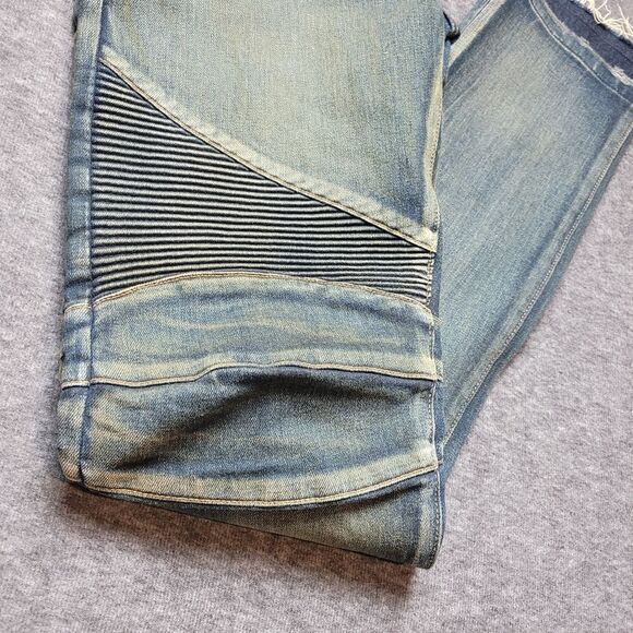 Rare Balmain Paris Men's Biker Moto Jeans Size 32 Blue 100% Authentic - Picture 5 of 16
